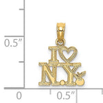 이미지를 갤러리 뷰어에 로드 , 10K Yellow Gold I Heart Love NY New York City Travel Pendant Charm
