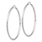 將圖片載入圖庫檢視器 14K White Gold 74mm x 3mm Extra Large Diamond Cut Round Classic Hoop Earrings
