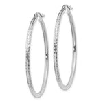 画像をギャラリービューアに読み込む, 14K White Gold Diamond Cut Round Hoop Textured Earrings 40mm x 2mm
