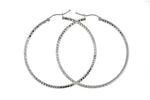 画像をギャラリービューアに読み込む, 14K White Gold Diamond Cut Round Hoop Textured Earrings 45mm x 2mm
