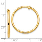 Carregar imagem no visualizador da galeria, 14K Yellow Gold 29mm x 2mm Non Pierced Round Hoop Earrings
