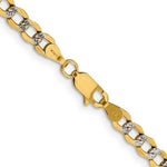 Załaduj obraz do przeglądarki galerii, 14K Yellow Gold with Rhodium 4.3mm Pavé Curb Bracelet Anklet Choker Necklace Pendant Chain with Lobster Clasp
