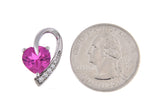 Lataa kuva Galleria-katseluun, 14k White Gold Lab Created Pink Sapphire with Genuine Diamond Chain Slide Pendant Charm
