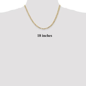 14K Yellow Gold 4mm Concave Open Figaro Bracelet Anklet Choker Necklace Pendant Chain