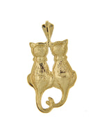 Afbeelding in Gallery-weergave laden, 14k Yellow Gold Sitting Cats Open Back Pendant Charm
