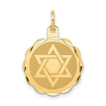 Lade das Bild in den Galerie-Viewer, 14K Yellow Gold Star of David 15mm Disc Pendant Charm Engravable Engraved Personalized
