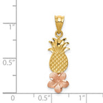 Kép betöltése a galériamegjelenítőbe: 14k Yellow Rose Gold Pineapple Plumeria Pendant Charm
