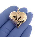 이미지를 갤러리 뷰어에 로드 , 14K Yellow Gold Puffy Hammered Heart 3D Hollow Large Pendant Charm
