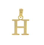 Lataa kuva Galleria-katseluun, 14K Yellow Gold Uppercase Initial Letter H Block Alphabet Pendant Charm
