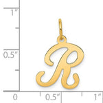將圖片載入圖庫檢視器 14K Yellow Gold Initial Letter R Cursive Script Alphabet Pendant Charm
