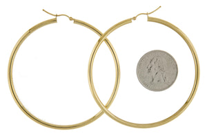 10K Yellow Gold 65mm x 3mm Classic Round Hoop Earrings