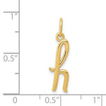 Carica l&#39;immagine nel visualizzatore di Gallery, 14K Yellow Gold Lowercase Initial Letter H Script Cursive Alphabet Pendant Charm
