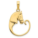 Kép betöltése a galériamegjelenítőbe: 14K Yellow Gold Horse Head Equestrian Charm Holder Pendant
