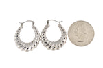 Load image into Gallery viewer, 14K White Gold Shrimp Scalloped Twisted Hoop Earrings
