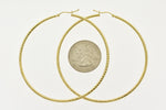 画像をギャラリービューアに読み込む, 14K Yellow Gold Diamond Cut Round Hoop Textured Earrings 65mm x 2mm
