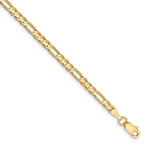 14K Yellow Gold 3mm Concave Open Figaro Bracelet Anklet Choker Necklace Pendant Chain