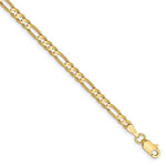 Indlæs billede til gallerivisning 14K Yellow Gold 3mm Concave Open Figaro Bracelet Anklet Choker Necklace Pendant Chain
