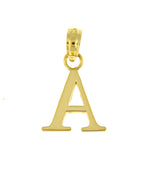 Lataa kuva Galleria-katseluun, 14K Yellow Gold Uppercase Initial Letter A Block Alphabet Pendant Charm
