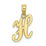 Afbeelding in Gallery-weergave laden, 10K Yellow Gold Script Initial Letter H Cursive Alphabet Pendant Charm
