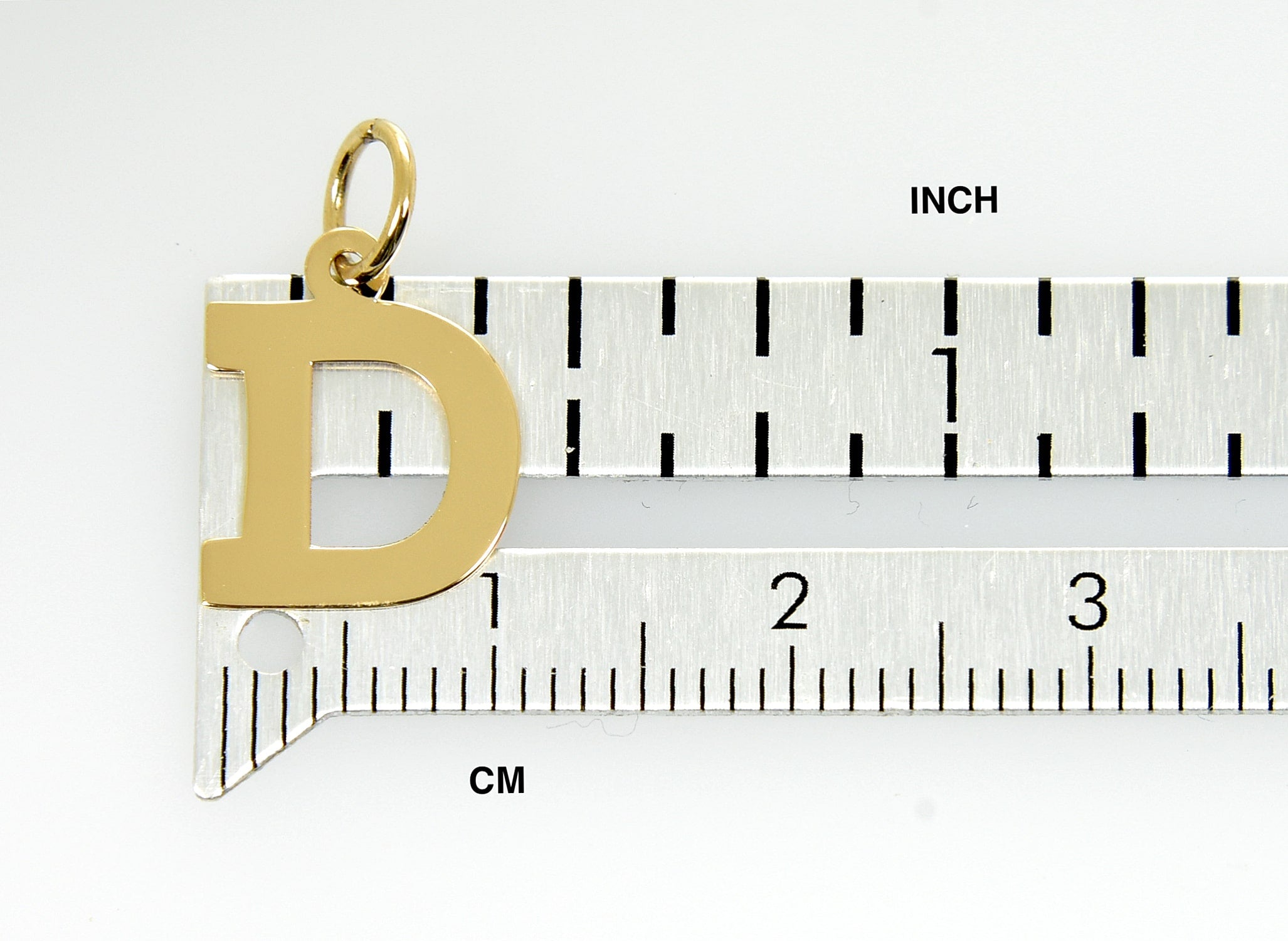 14K Yellow Gold Uppercase Initial Letter D Block Alphabet Pendant Charm