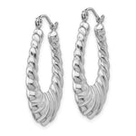 Load image into Gallery viewer, 14K White Gold Shrimp Scalloped Twisted Hoop Earrings
