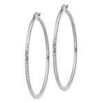 Indlæs billede til gallerivisning 14K White Gold Diamond Cut Round Hoop Textured Earrings 50mm x 2mm
