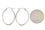 Ladda upp bild till gallerivisning, 14k White Gold Classic Oval Hoop Earrings
