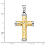 Загрузить изображение в средство просмотра галереи, 14k Gold Rhodium Two Tone Reversible Cross Large Pendant Charm
