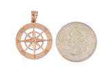 Kép betöltése a galériamegjelenítőbe: 14k Rose Gold Nautical Compass Medallion Pendant Charm
