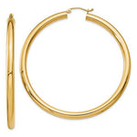Indlæs billede til gallerivisning 14K Yellow Gold Large Classic Round Hoop Earrings 60mmx4mm
