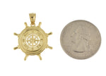 Charger l&#39;image dans la galerie, 14k Yellow Gold Ship Wheel Nautical Compass Medallion Pendant Charm
