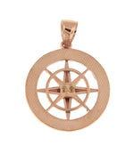 Carregar imagem no visualizador da galeria, 14k Rose Gold Nautical Compass Medallion Pendant Charm
