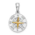 이미지를 갤러리 뷰어에 로드 , Sterling Silver and 14k Yellow Gold Nautical Compass Medallion Small Pendant Charm

