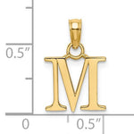 이미지를 갤러리 뷰어에 로드 , 14K Yellow Gold Uppercase Initial Letter M Block Alphabet Pendant Charm
