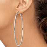Indlæs billede til gallerivisning Sterling Silver Diamond Cut Classic Round Hoop Earrings 75mm x 2mm
