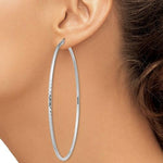 Load image into Gallery viewer, Sterling Silver Diamond Cut Classic Round Hoop Earrings 75mm x 2mm
