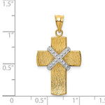 Kép betöltése a galériamegjelenítőbe: 14k Gold Two Tone Cross Pendant Charm
