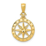 Cargar imagen en el visor de la galería, 14k Yellow Gold Diamond Cut Nautical Compass Medallion Pendant Charm
