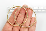 Ladda upp bild till gallerivisning, 14K Yellow Gold Diamond Cut Round Hoop Textured Earrings 50mm x 2mm
