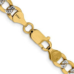 將圖片載入圖庫檢視器 14K Yellow Gold with Rhodium 6.75mm Pavé Curb Bracelet Anklet Choker Necklace Pendant Chain with Lobster Clasp
