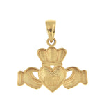 Afbeelding in Gallery-weergave laden, 14k Yellow Gold Claddagh Crown Pendant Charm
