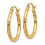 Indlæs billede til gallerivisning 14K Yellow Gold Diamond Cut Round Hoop Textured Earrings 20mm x 2mm
