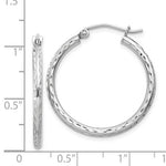 Indlæs billede til gallerivisning Sterling Silver Diamond Cut Classic Round Hoop Earrings 25mm x 2mm
