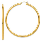Carregar imagem no visualizador da galeria, 14K Yellow Gold 60mm x 3mm Classic Round Hoop Earrings
