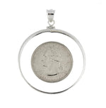 Indlæs billede til gallerivisning Sterling Silver Coin Holder Bezel Pendant Charm Screw Top Holds 38.2mm x 3.1mm Coins
