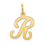 Afbeelding in Gallery-weergave laden, 14K Yellow Gold Initial Letter R Cursive Script Alphabet Pendant Charm

