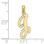 Carregar imagem no visualizador da galeria, 10K Yellow Gold Script Initial Letter J Cursive Alphabet Pendant Charm
