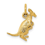 Lataa kuva Galleria-katseluun, 14k Yellow Gold Kangaroo with Baby Joey 3D Pendant Charm
