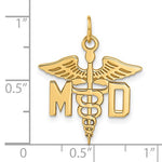 Indlæs billede til gallerivisning 14k Yellow Gold MD Medical Caduceus Doctor Symbol Pendant Charm
