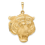 Indlæs billede til gallerivisning 14K Yellow Gold Tiger Head Diamond Cut Large Pendant Charm
